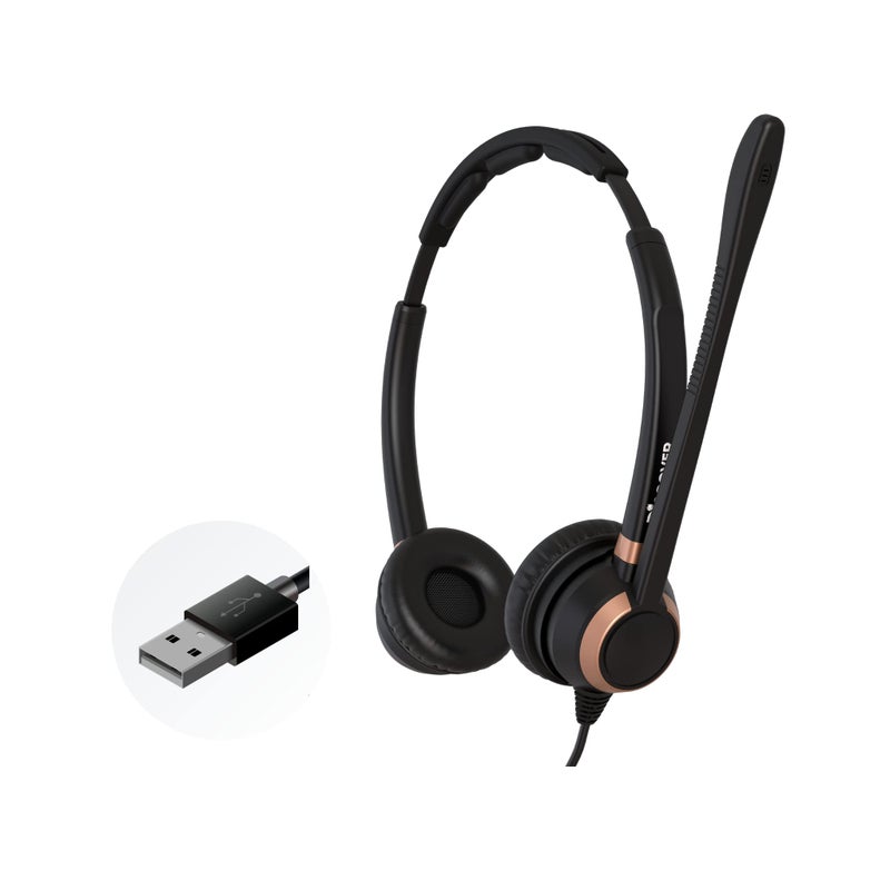 Discover D712U Corded USB Softphone Headset for Professionals- Compatible with Microsoft Teams, RingCentral, Webex, Jabber, Avaya, Zoom and More - Image 1